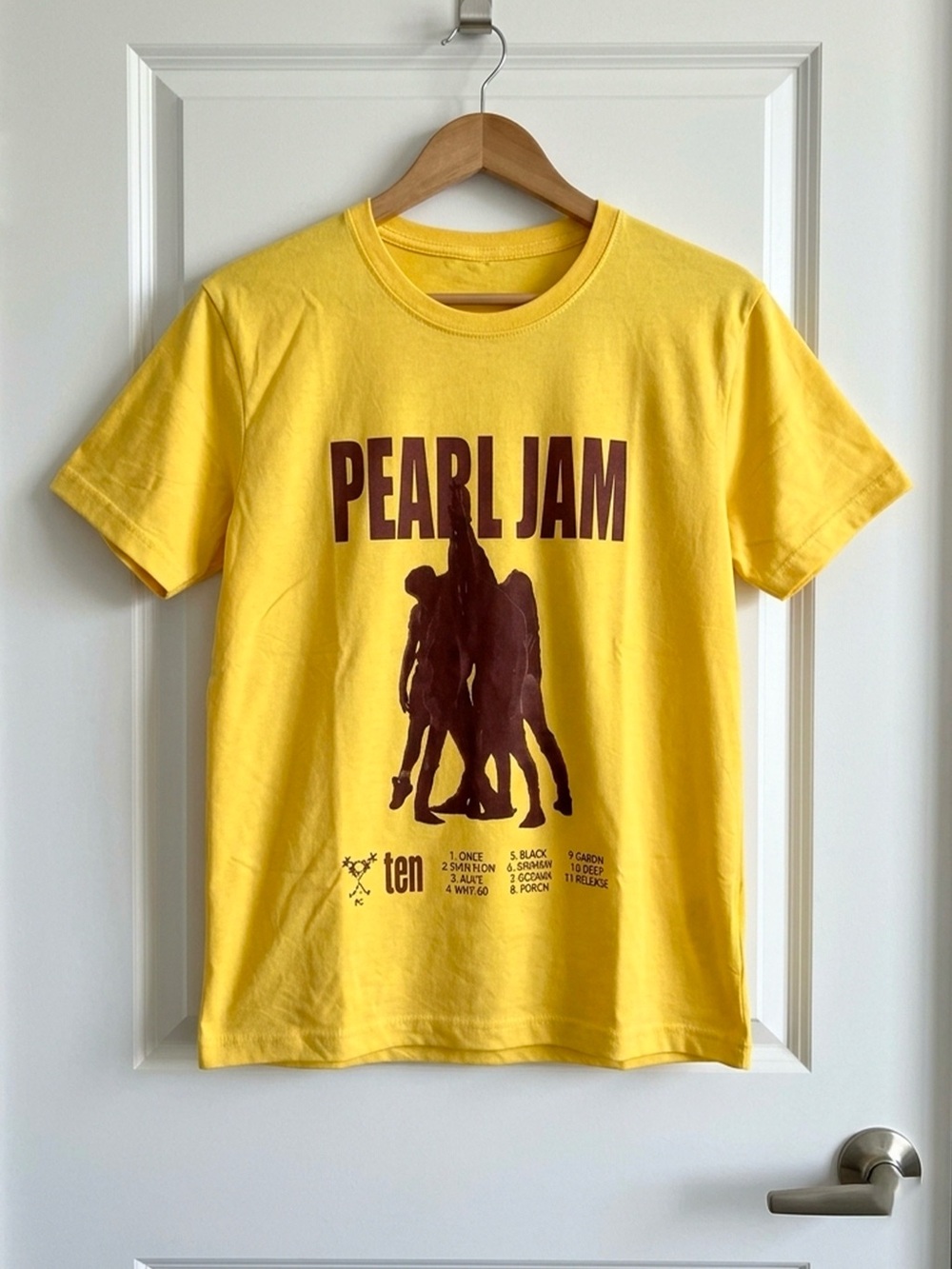 NWT Pearl Jam Ten Yellow Retro Band Tee Unisex Heavy Cotton T-Shirt